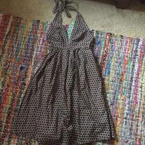J. Crew Cotton Halter Dress Brown Polka Dot